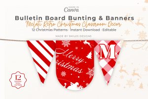 Bulletin Board Bunting & Banner_Melati Retro Christmas Classroom Decor