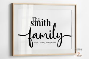 Personalised Editable Canva Templates 1_Family Name_1, Minimalist Modern Wall Art Printable, Neutral Beige Poster, Digital Download, Neutral Smiles Home Series Vol.1